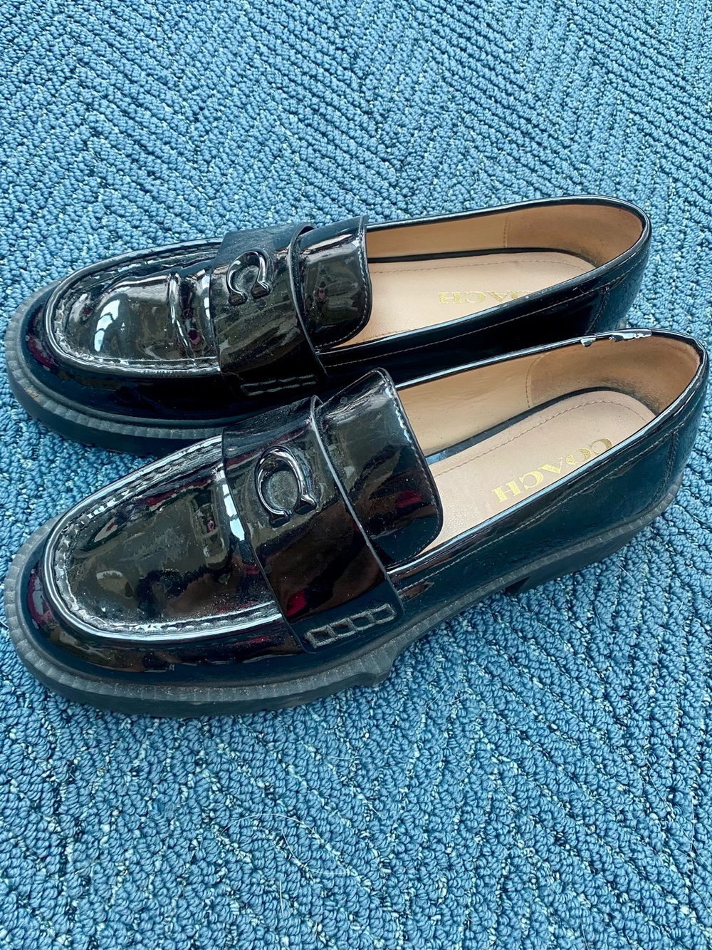 Coach Black Patent Chunky Platform Penny Loafers - Picture 7 of 12